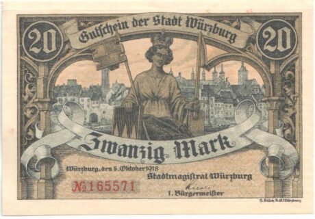 Аверс банкноты 20 marek (Niemcy) 1918