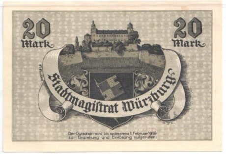 Реверс банкноты 20 marek (Niemcy) 1918