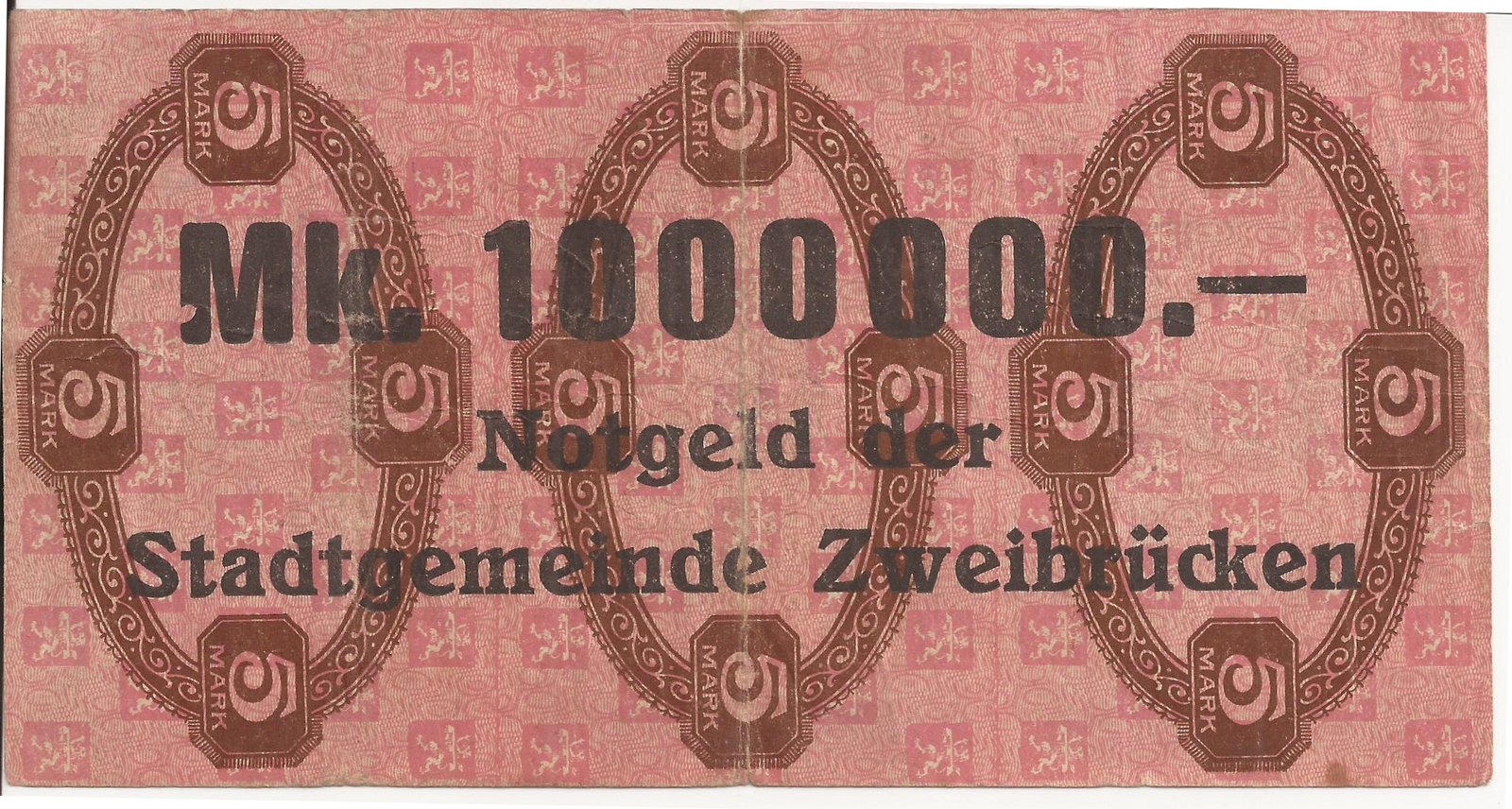 Реверс банкноты 1000000 марок (Германия) 1923 года