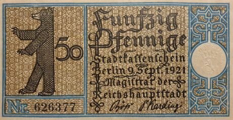 Аверс банкноты Seria 50 dzielnic fennigów, wydanie 20: Reinickendorf (Niemcy) 1921