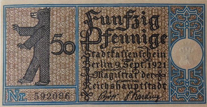 Аверс банкноты 50 пфеннигов Districts Series - Issue 5: Friedrichshain (Германия) 1921 года