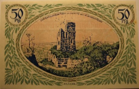 Реверс банкноты 50 fenigów Deutscher Reichskriegerbund Kyffhäuser (Niemcy) 1921