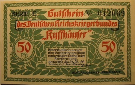 Аверс банкноты 50 fenigów Deutscher Reichskriegerbund Kyffhäuser (Niemcy) 1921