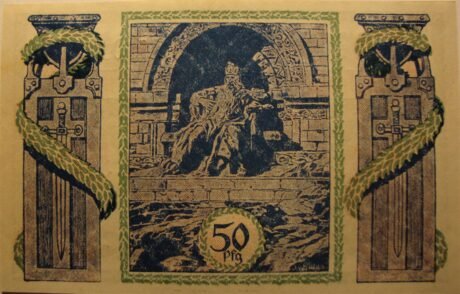 Реверс банкноты 50 fenigów Deutscher Reichskriegerbund Kyffhäuser (Niemcy) 1921