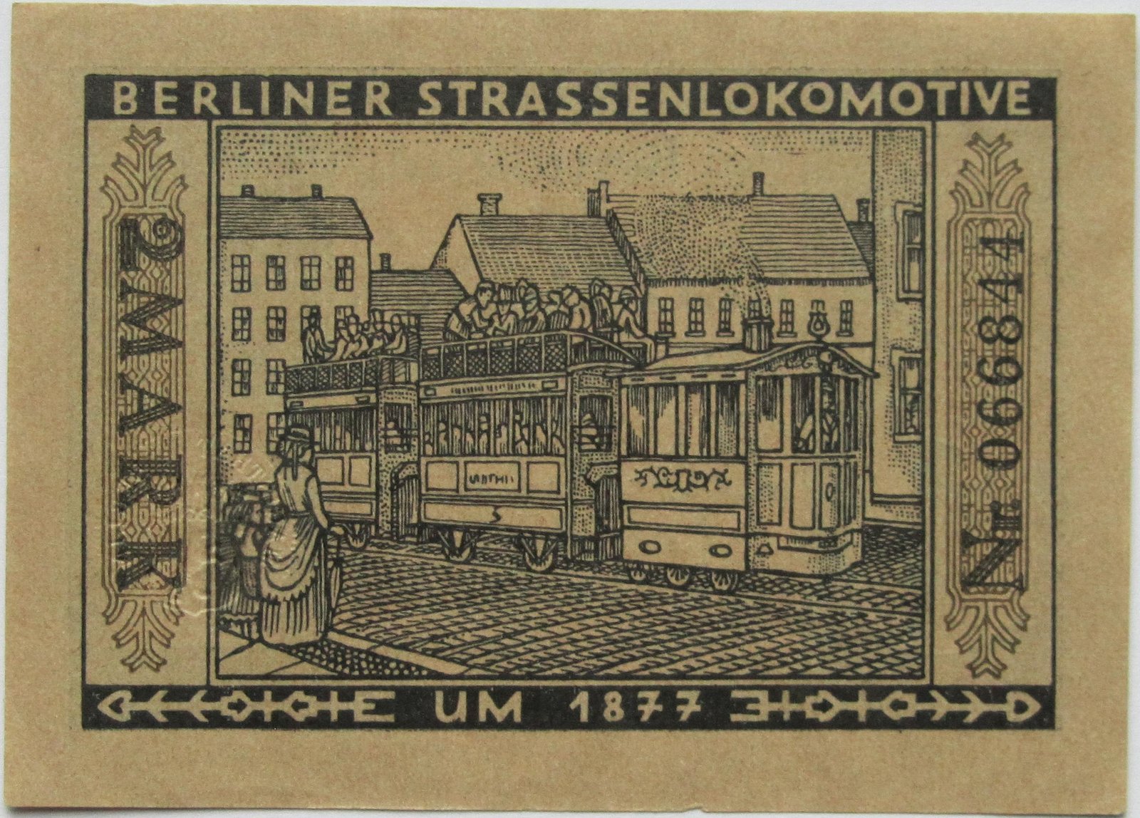 Реверс банкноты 2 марки Straßenbahn Berlin; Issue 6 - Berliner Straßenlokomotive (Германия) 1922 года