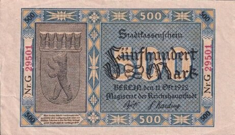 Аверс банкноты 500 marek (Niemcy) 1922