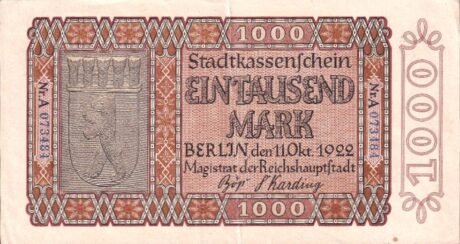 Аверс банкноты 1000 marek (Niemcy) 1922