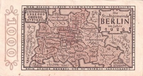 Реверс банкноты 1000 marek (Niemcy) 1922