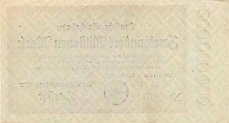 Реверс банкноты 200 000 000 marek Deutsche Reichsbahn (Niemcy), 1923