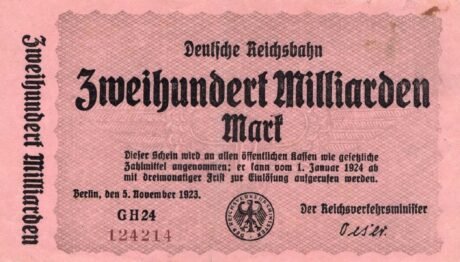 Аверс банкноты 2000000000000 sygnatur Deutsche Reichsbahn (Niemcy) z 1923 r.