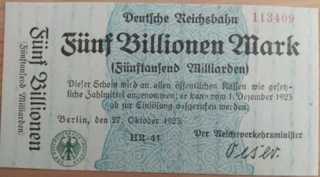 Аверс банкноты 5000000000000 марок (Германия) 1923 года