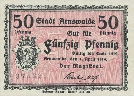 Аверс банкноты 50 fenigów (Niemcy) 1919