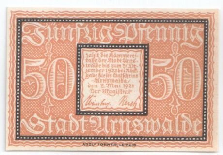 Реверс банкноты 50 fenigów (Niemcy) 1921