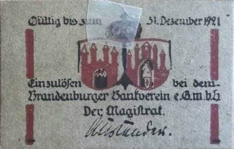 Реверс банкноты 10 fenigów (Niemcy) 1921