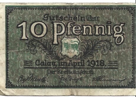 Реверс банкноты 10 fenigów (Niemcy) 1918