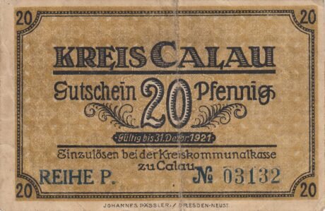 Аверс банкноты 20 fenigów (Niemcy) 1920
