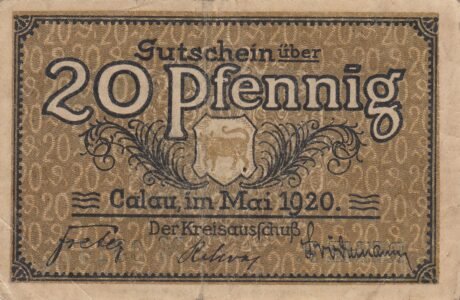 Реверс банкноты 20 fenigów (Niemcy) 1920