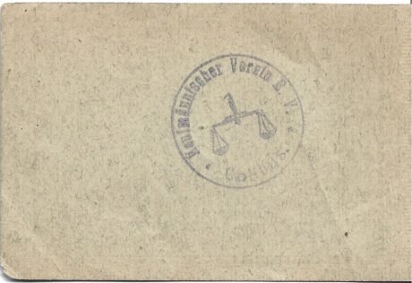 Реверс банкноты 50 fenigów Kaufmännischer Verein (Niemcy) 1921