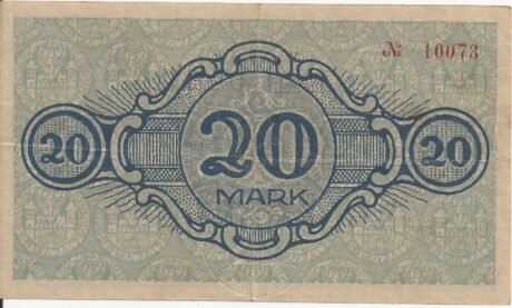 Реверс банкноты 20 marek (Niemcy) 1918