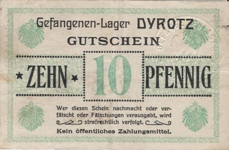 Аверс банкноты 10 fenigów Gefangenen-Lager (Niemcy) 1915