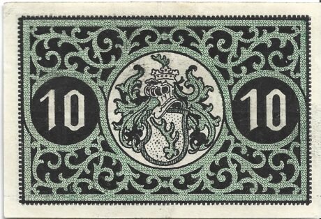 Реверс банкноты 10 fenigów (Niemcy) 1920