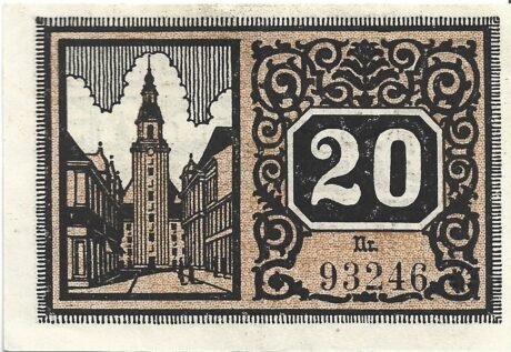 Реверс банкноты 20 fenigów (Niemcy) 1920