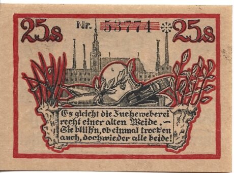 Реверс банкноты 25 fenigów (Niemcy) 1920