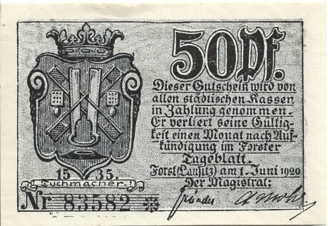 Реверс банкноты 50 fenigów (Niemcy) 1920