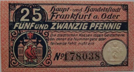 Аверс банкноты 25 fenigów (Niemcy) 1920