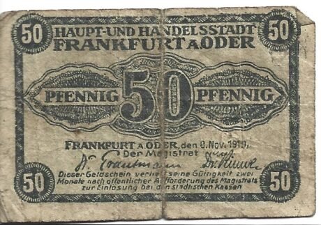 Аверс банкноты 50 fenigów (Niemcy) 1919