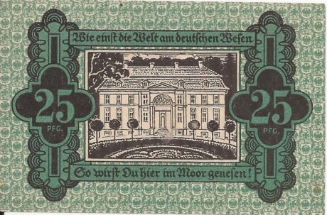 Реверс банкноты 25 fenigów (Niemcy) 1918