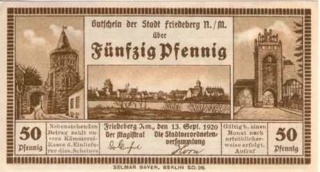 Аверс банкноты 50 fenigów (Niemcy) 1920