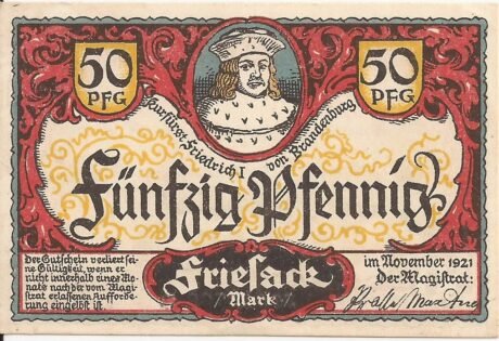 Аверс банкноты 50 fenigów (Niemcy) 1921