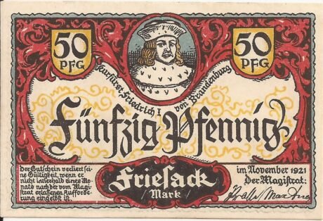 Аверс банкноты 50 fenigów (Niemcy) 1921