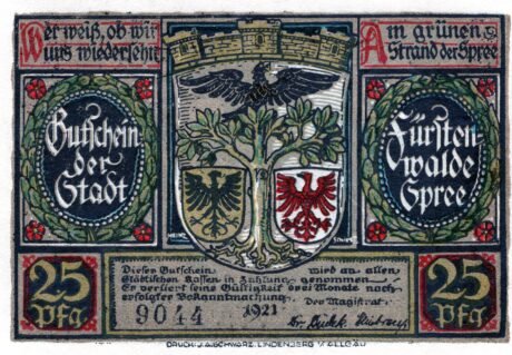 Аверс банкноты 25 fenigów (Niemcy) 1921