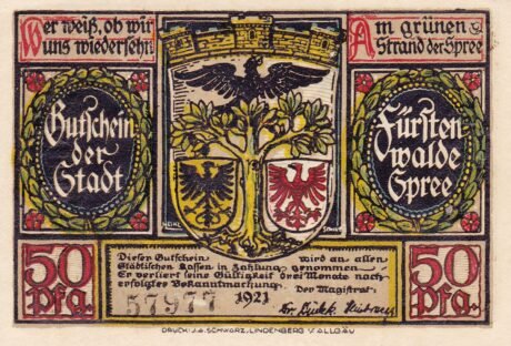 Аверс банкноты 50 fenigów (Niemcy) 1921