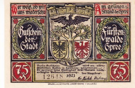 Аверс банкноты 75 пфеннигов (Германия) 1921 года