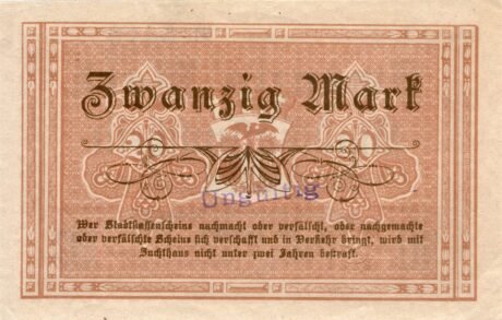 Реверс банкноты 20 marek (Niemcy) 1918