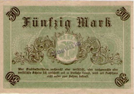 Реверс банкноты 50 marek (Niemcy) 1918