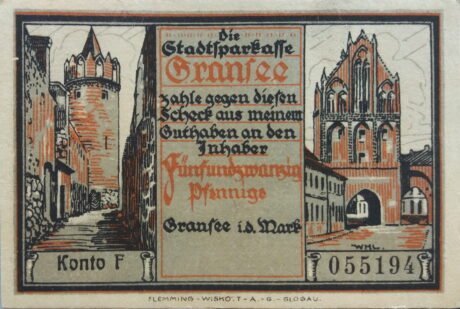 Аверс банкноты 25 fenigów (Niemcy) 1921