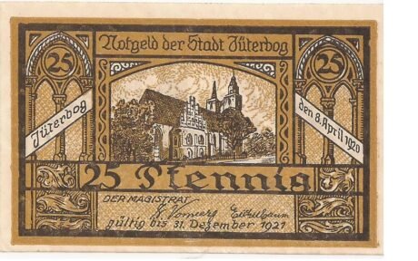 Аверс банкноты 25 fenigów (Niemcy) 1920