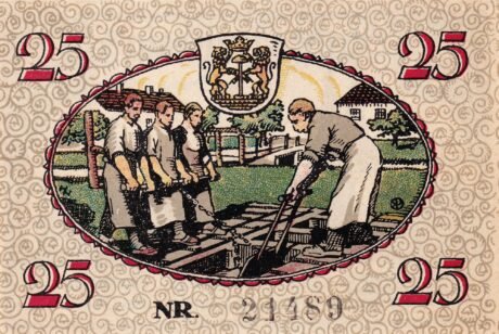 Реверс банкноты 25 пфеннигов (Германия)