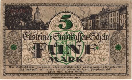 Реверс банкноты 5 marek (Niemcy) 1918