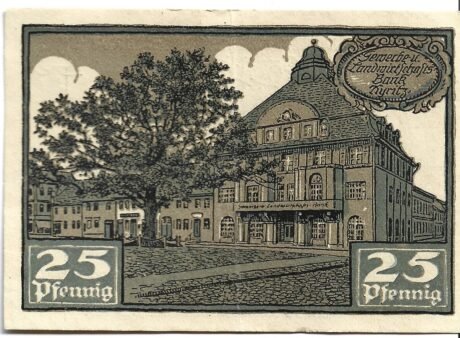 Реверс банкноты 25 fenigów Gewerbe- und Landwirtschafts-Bank (Niemcy) 1921