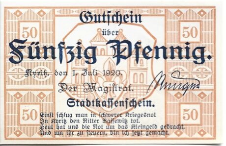 Аверс банкноты 50 пфеннигов (Германия) 1920 года