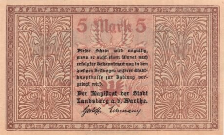 Реверс банкноты 5 марок (Германия)