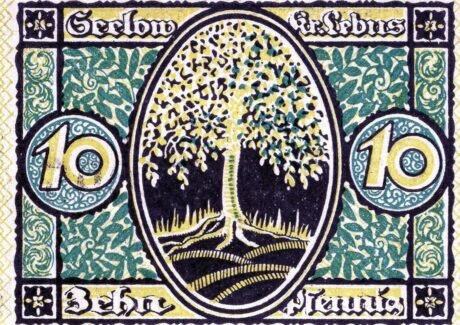 Реверс банкноты 10 Pfennig Sparkasse des Kreises Lebus (Niemcy) 1920