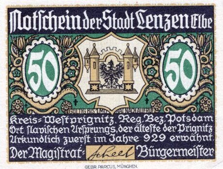 Аверс банкноты 50 fenigów (Niemcy)