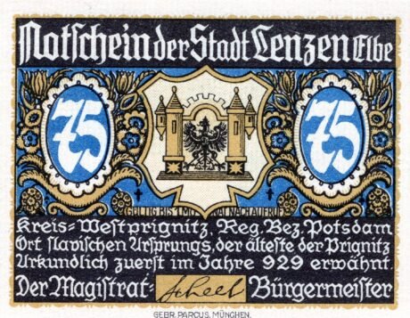 Аверс банкноты 75 пфеннигов (Германия)