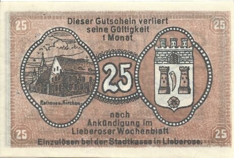 Реверс банкноты 25 fenigów (Niemcy) 1920